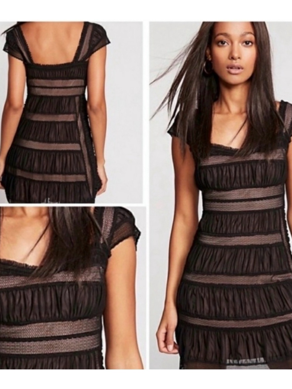 Free People Alicia Black Lace Mini Dress